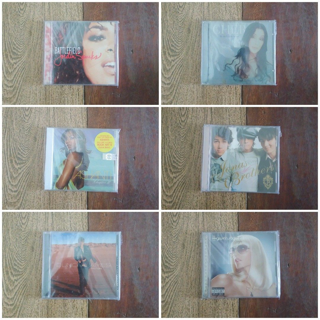 Assorted Pop Albums/CDs (Category: CDs & DVDs) located in Muntinlupa City. Submitted by iveereads (Listing ID 1253410076, Image 1). Description: 200php each • Jordin Sparks - Battlefield • Cher - Believe ❌SOLD❌ • Ashanti - Chapter II • Jonas Brothers • Duncan James (member of Blue) - Future Past ❌SOLD❌ • Gwen Stefani - Sweet Escape DM for more pics.