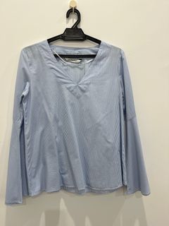 Authentic ZARA Striped Top with Flared Sleeves
