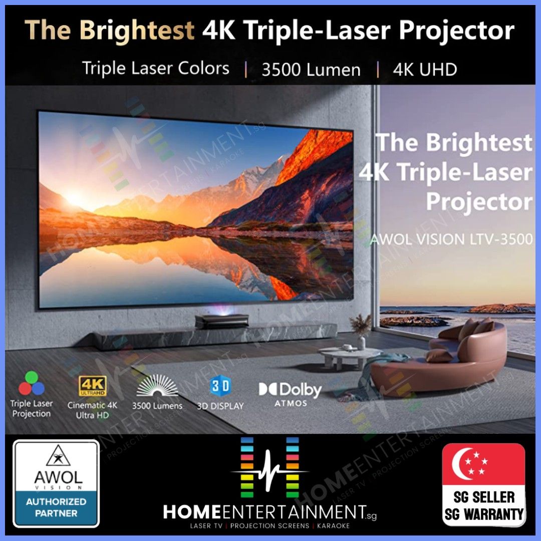 AWOL VISION LTV3500 4K 3D TRIPLE LASER TV / ULTRA SHORT THROW UST