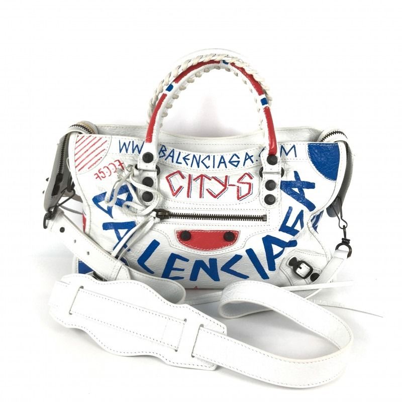 Balenciaga white graffiti bag deals