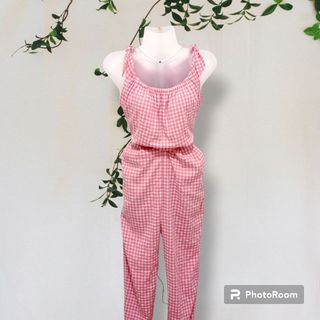 Light Baby Pink Gingham Jumpsuit
