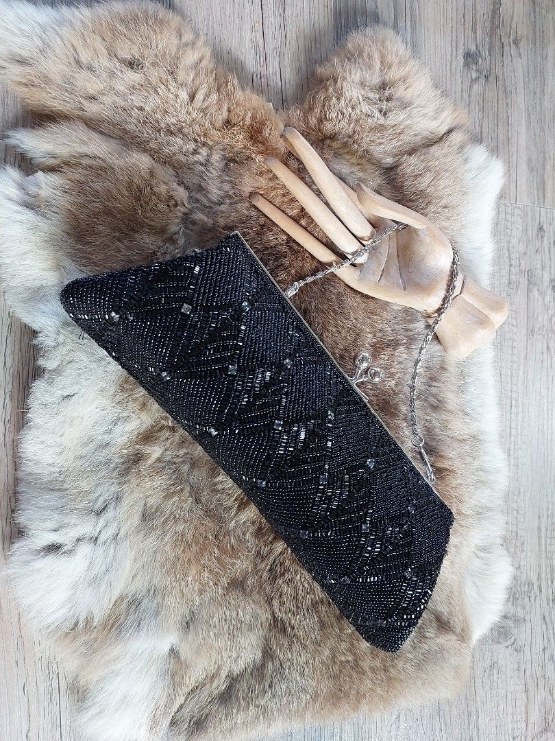 Black sequin clutch purse bag Women s Fashion Bags Wallets