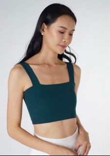 Blairwears Becky Square Neck Crop Top in Forest Green