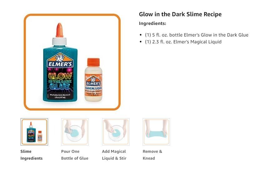 Elmer's Glow In The Dark Slime Kit, Includes Glow In The Dark Glue  (Assorted Colors), Magical Liquid Slime Activator, 4 Count
