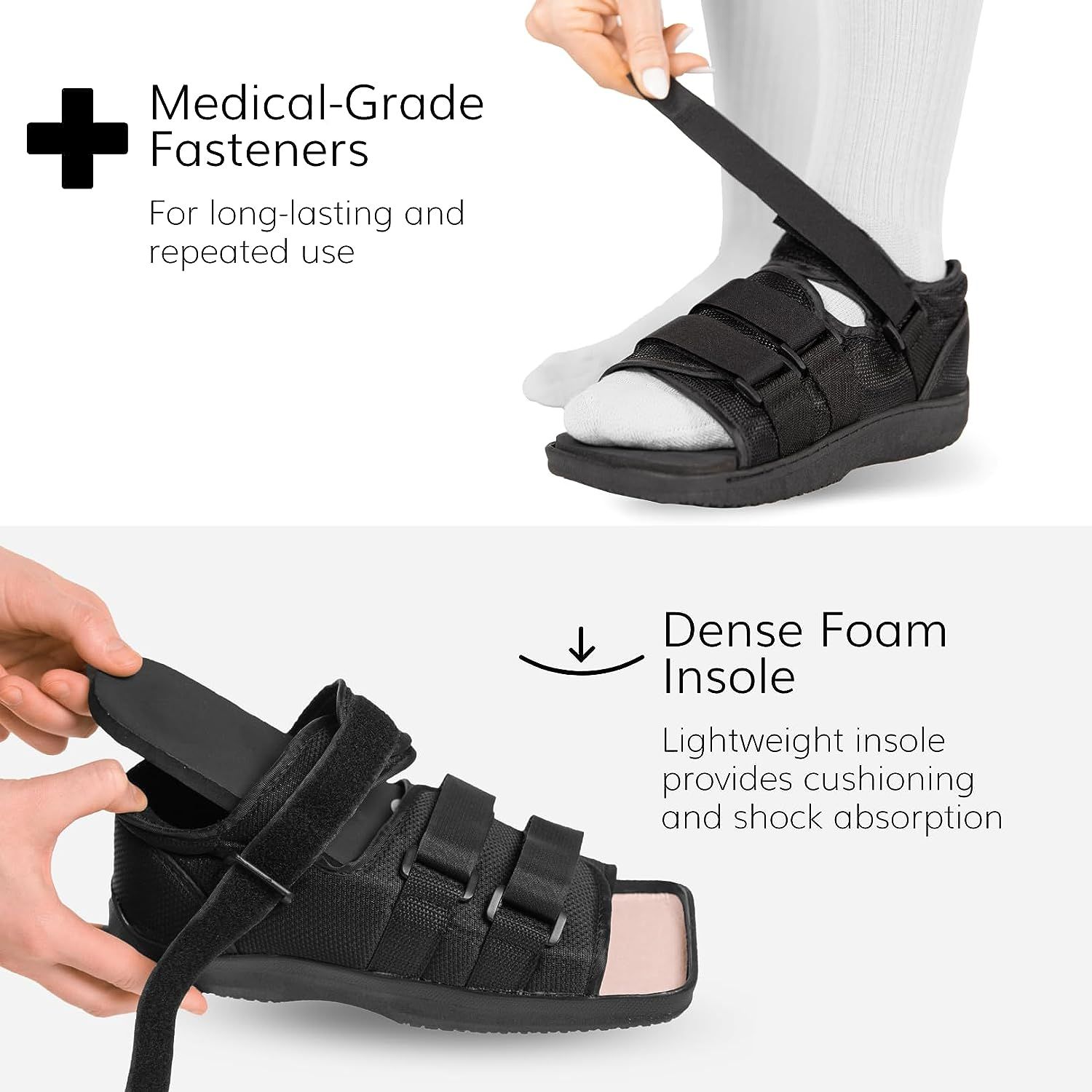 BraceAbility Post op Shoe for Broken Foot or Toe Medical Surgical Walking Shoe Cast Boot Stress Fracture Brace Orthopedic Sandal with Hard Sole