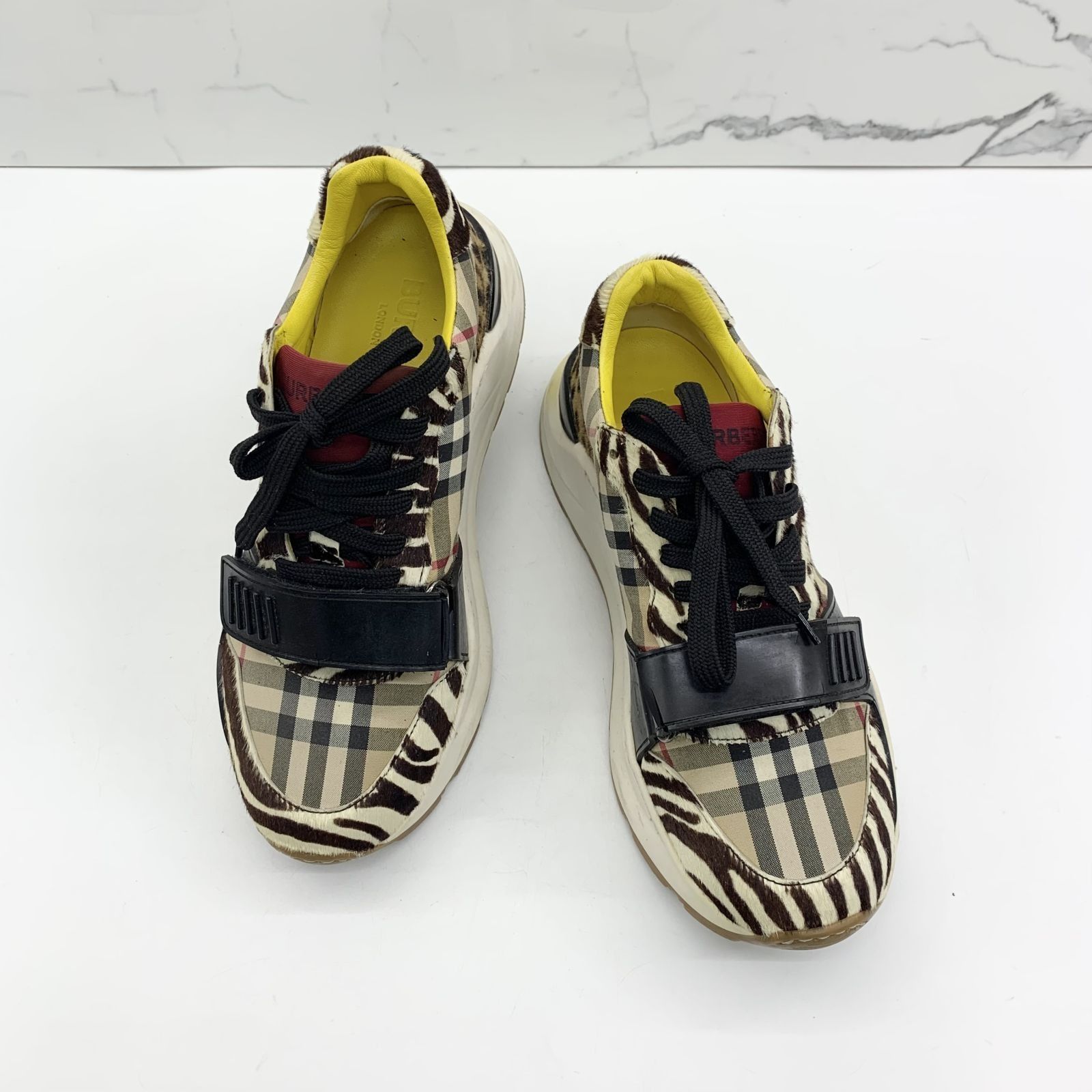 Burberry animal print and vintage check sneakers discount