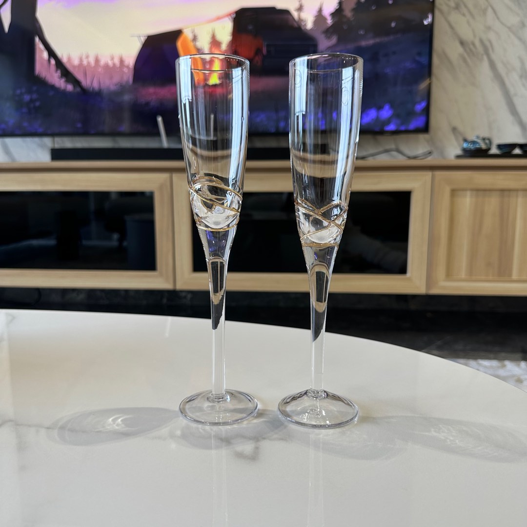 Champagne flutes x2 UK imported, Furniture & Home Living, Kitchenware