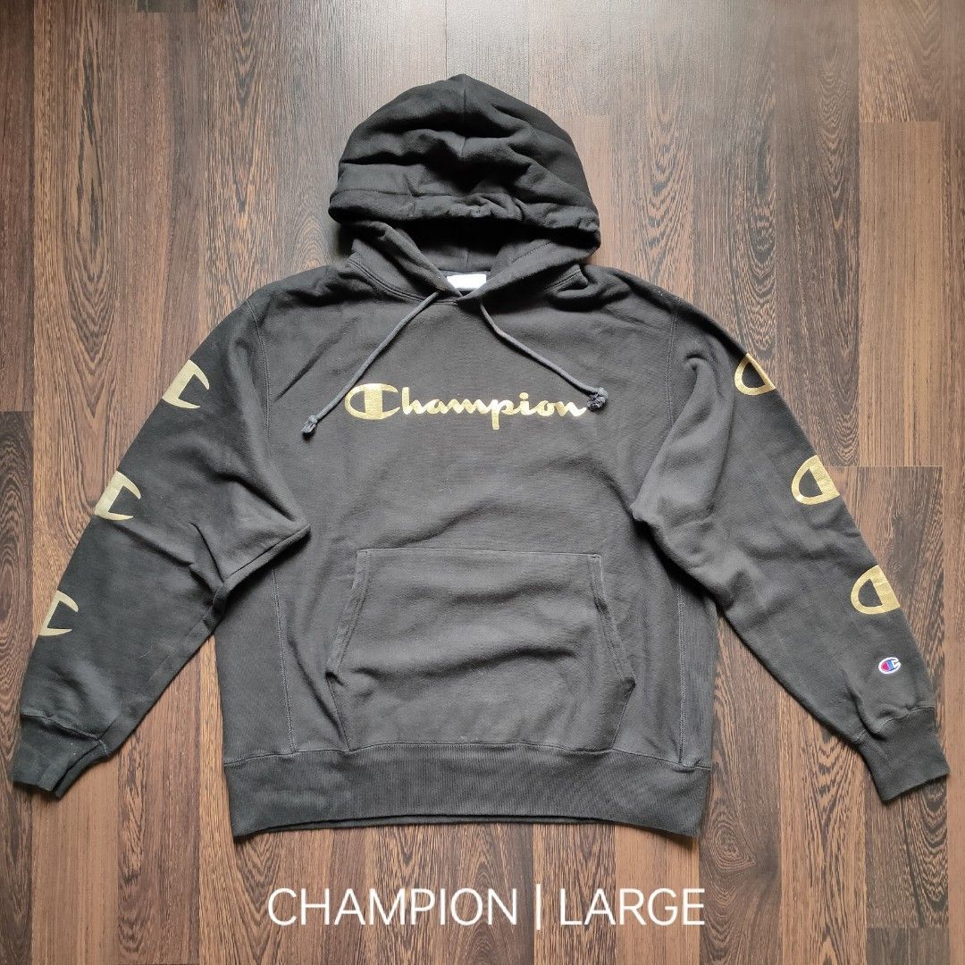 Black gold champion retailers hoodie