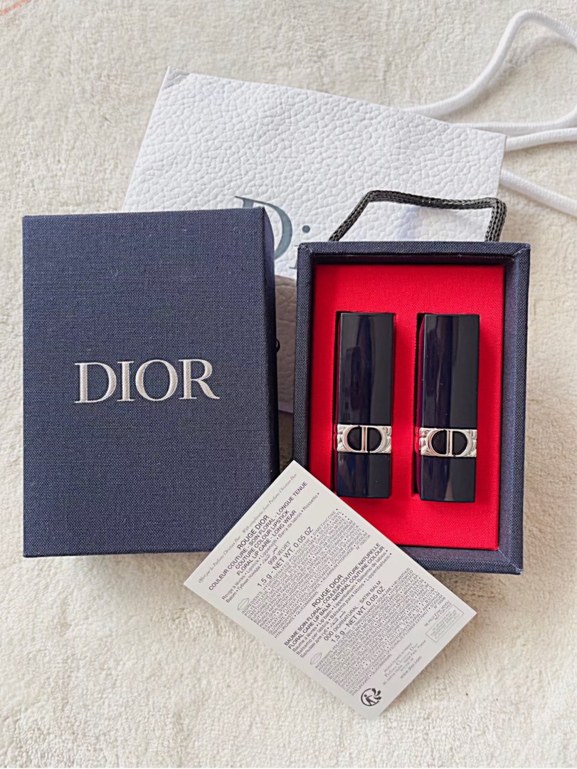 Christian Dior Lipstick duo set 999 + 000, Beauty & Personal Care, Face