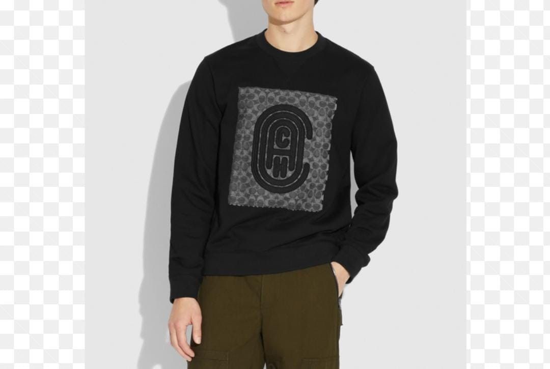 Coach Men s Retro Signature Sweatshirt Black Luxury Apparel on