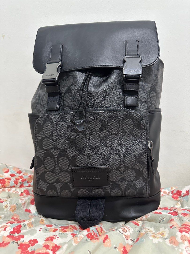 Coach Track Backpack In Signature Canvas Original Monogram, Men's