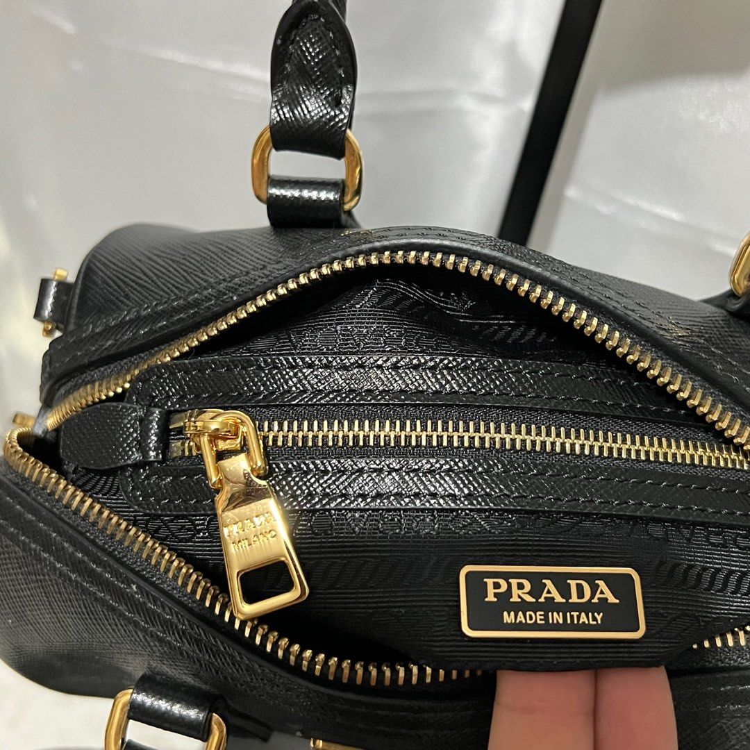 Prada Convertible Boston Bag with Utility Strap Saffiano Leather Mini