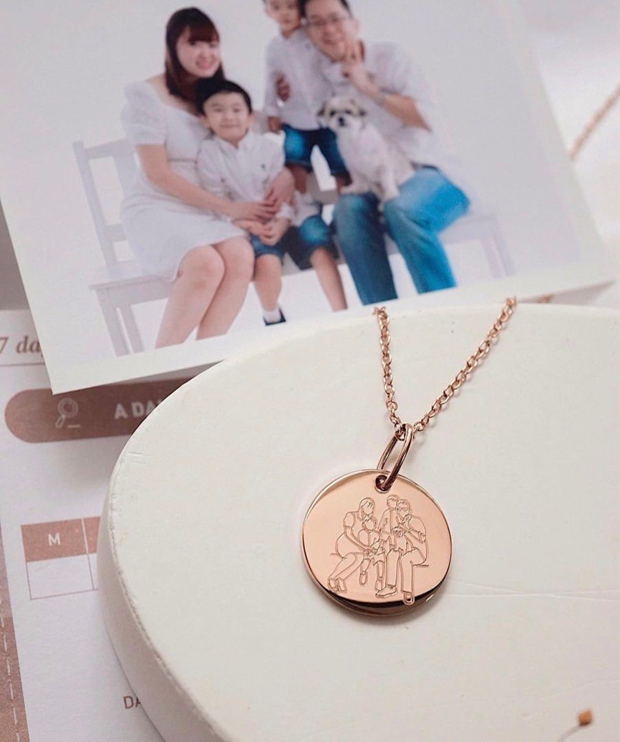 Gold engraved clearance photo necklace