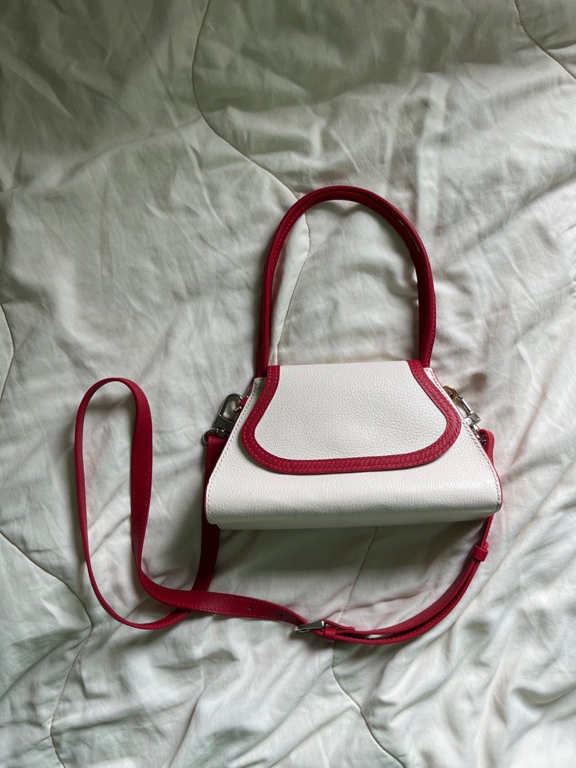Red and white top purse