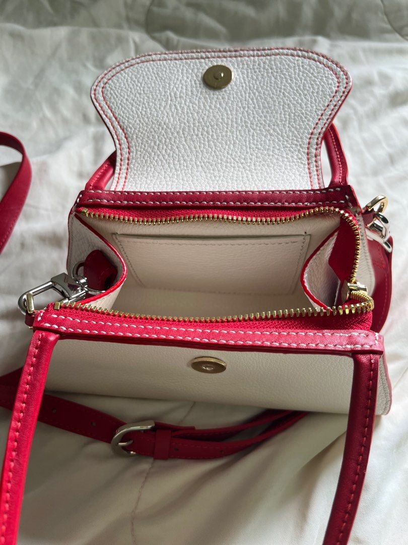 Red and white top purse