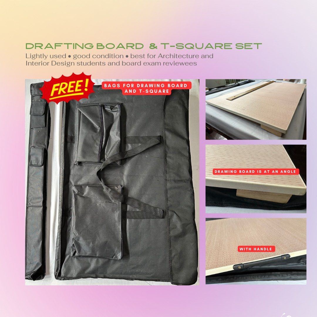 DRAWING/ DRAFTING BOARD AND TSQUARE SET W/ FREE BAG on Carousell