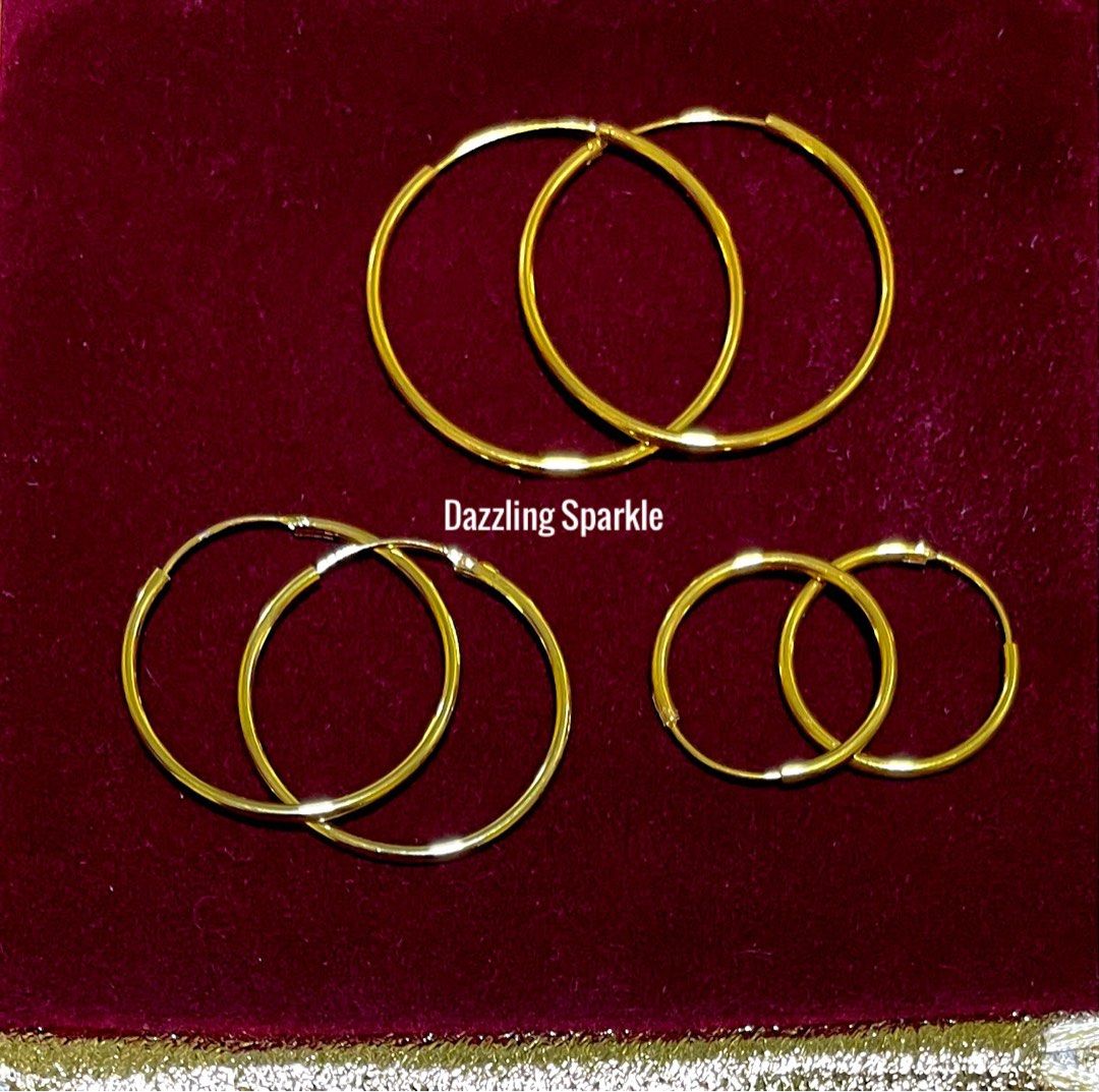 Earrings set BANGKOK PREMIUM 916 Gold plated hoop earrings set
