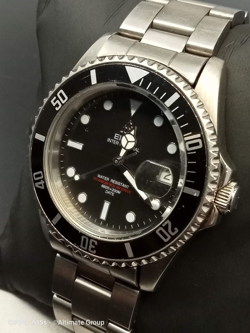 Elgin International FK 1165 C Solar Powered Quartz Titanium Diver s Wrist Watch