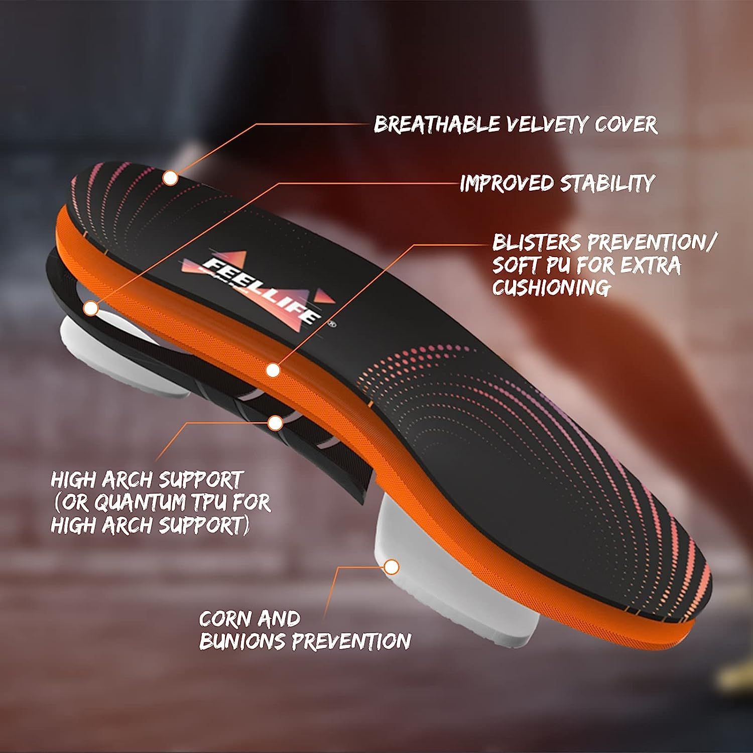 Gel shoe inserts arch clearance support