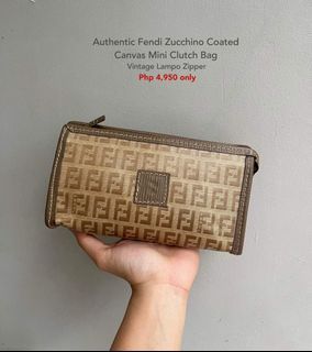 Fendi Spalmati Zucca Pochette Tobacco Fuchsia