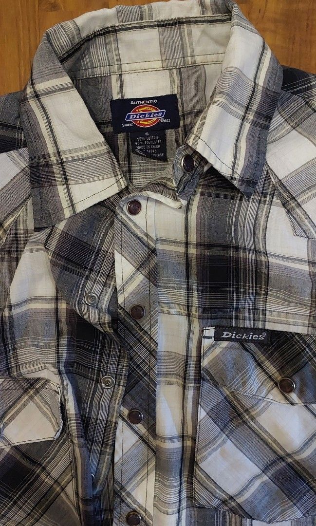 Dickies Long Sleeve Flannel Check Shirt, Men's Size L cotton black type Vintage Second Hand