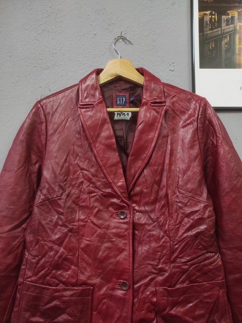Gap red leather jacket hotsell
