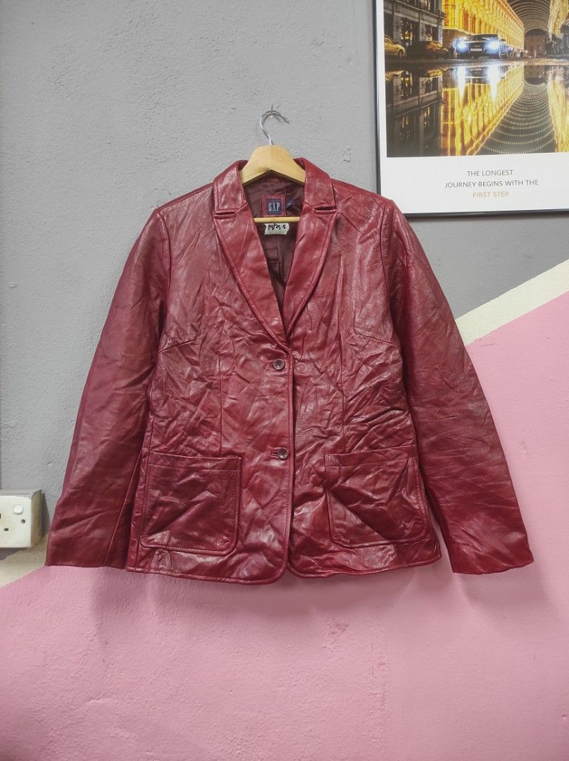 gap product red leather jacket