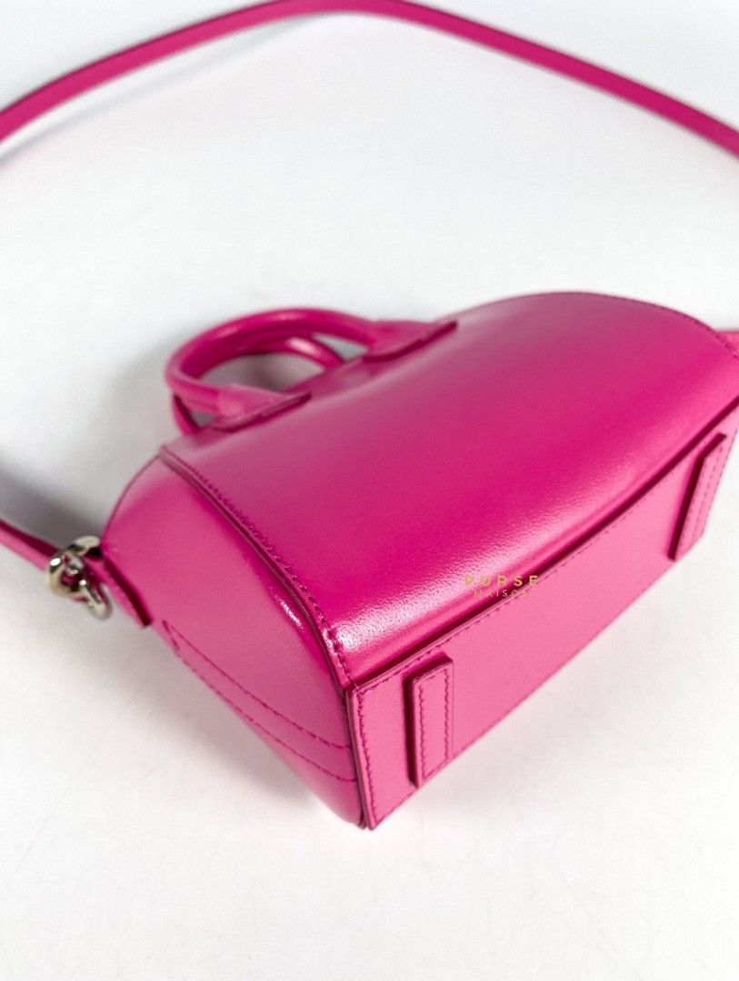 Givenchy Micro Antigona Shoulder Bag In Calf Leather In Neon Pink