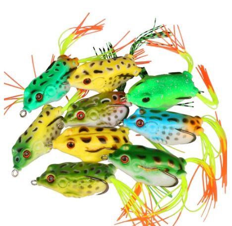 Cheap Bass Fishing Lure 9pcs Silicone Frog Fishing Lure 3D Eyes