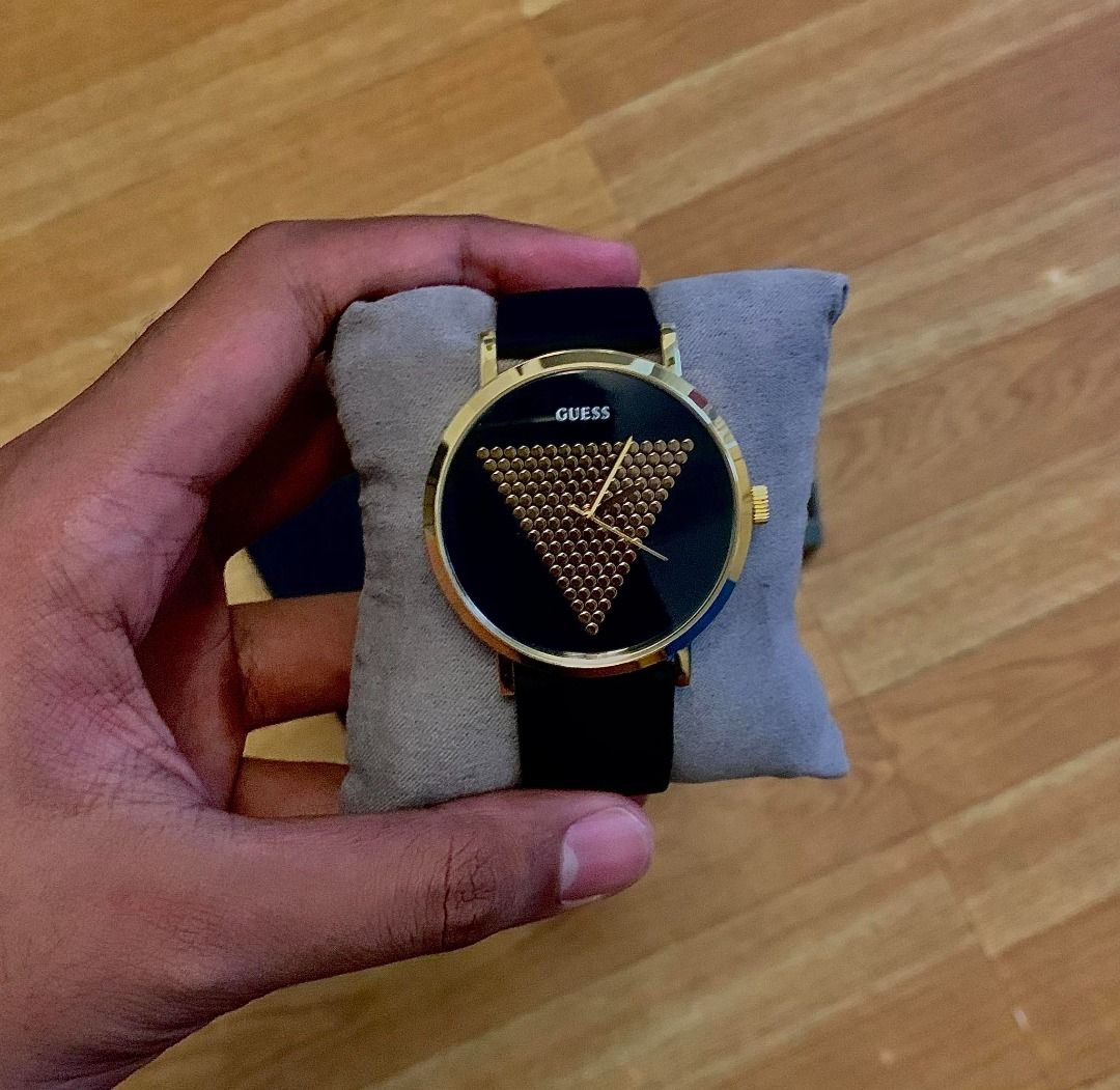 GUESS Mens Black Gold Tone Analog Watch, Men's Fashion, Watches ...
