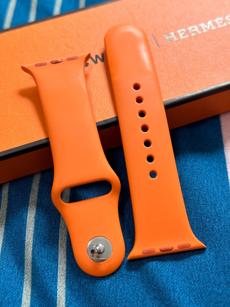 Orange Hermes Apple watch band 40mm / 41mm, Mobile Phones & Gadgets,  Wearables & Smart Watches on Carousell