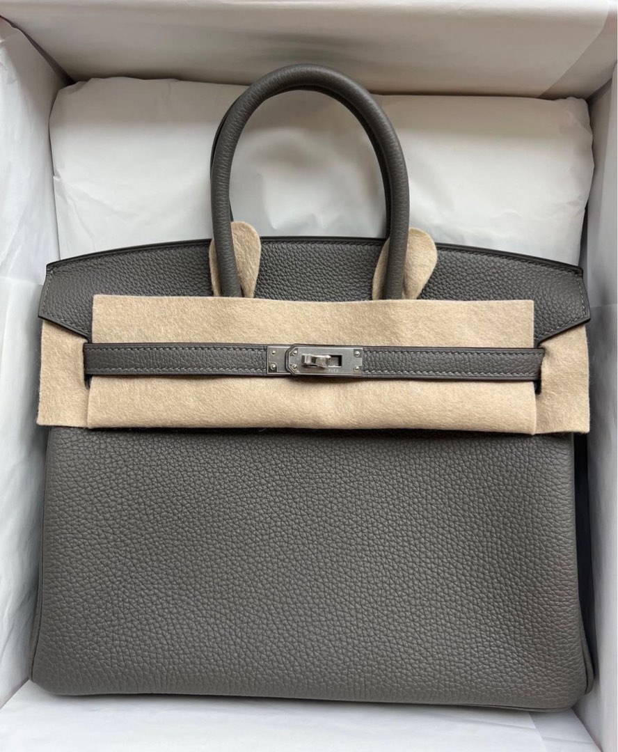 Hermes Birkin 25 Gris Etain Togo in RGHW, Luxury, Bags & Wallets on  Carousell