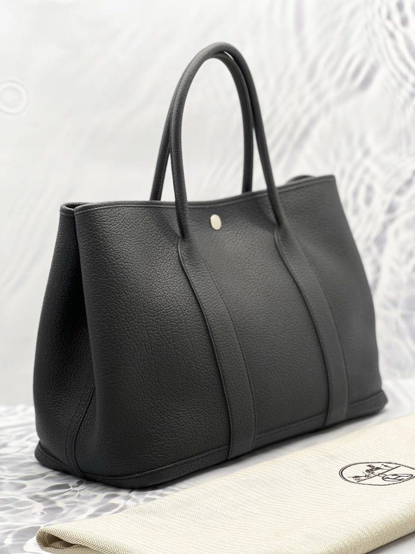 HERMES GARDEN PARTY 36 BLACK CALFSKIN LEATHER WITH PALLADIUM