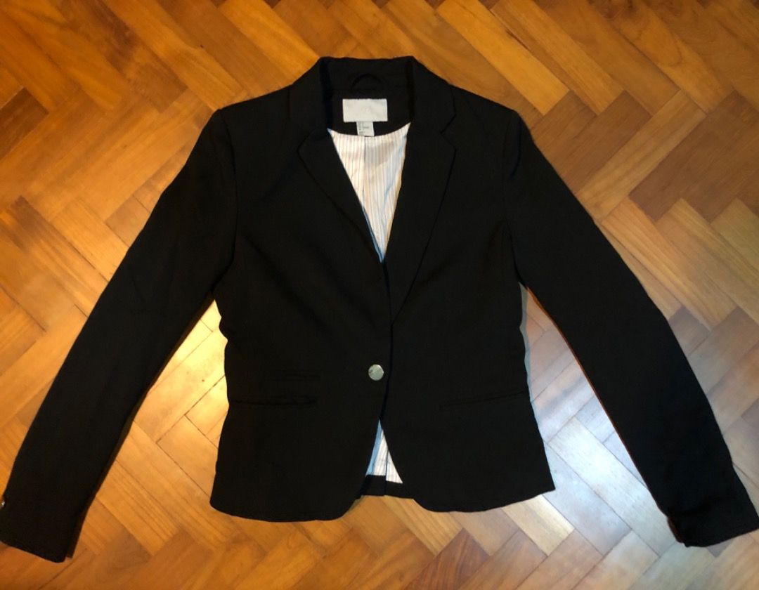 H M Black Business Coat Jacket Office Wear