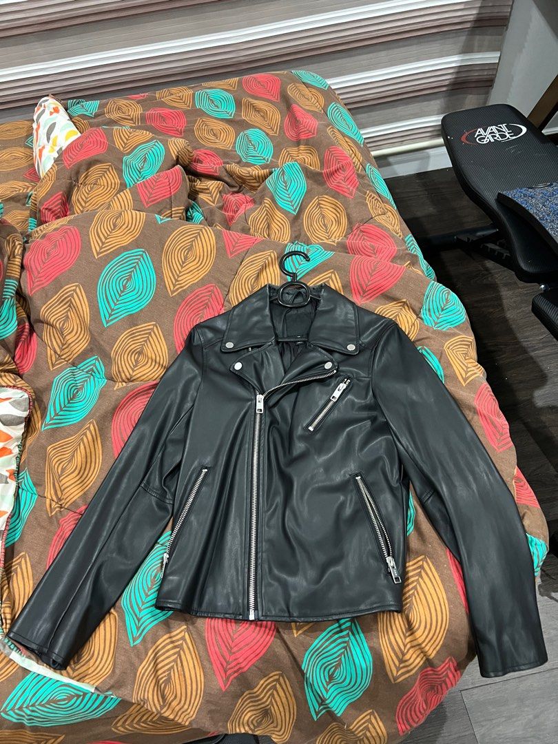 H&m mens leather biker cheap jacket