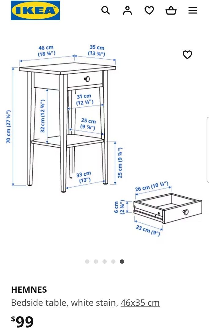 IKEA Bedside Table, Furniture & Home Living, Kitchenware & Tableware