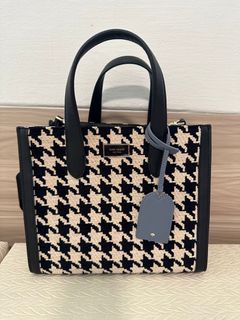 KATE SPADE NEW YORK Kate Spade Black Multi Manhattan Houndstooth Chenille  Small Tote for Women