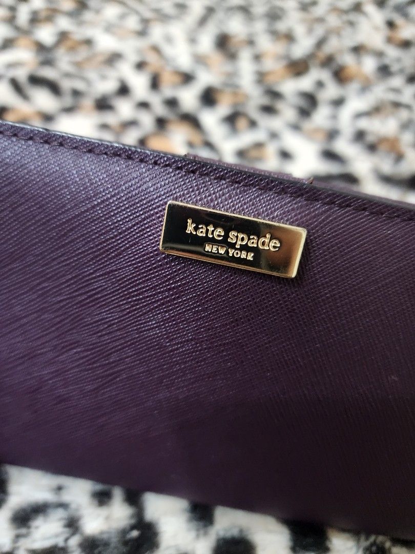Kate Spade Stacy Laurel Way Saffiano Leather Bifold Wallet Deep Plum Women s Fashion Bags Wallets Wallets Card holders on Carousell