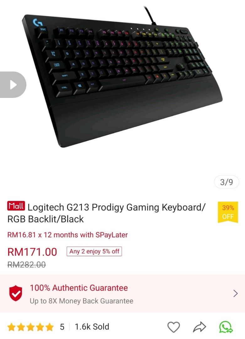 Logitech G213 Prodigy - RGB Gaming Keyboard, Computers & Tech, Parts &  Accessories, Computer Keyboard on Carousell