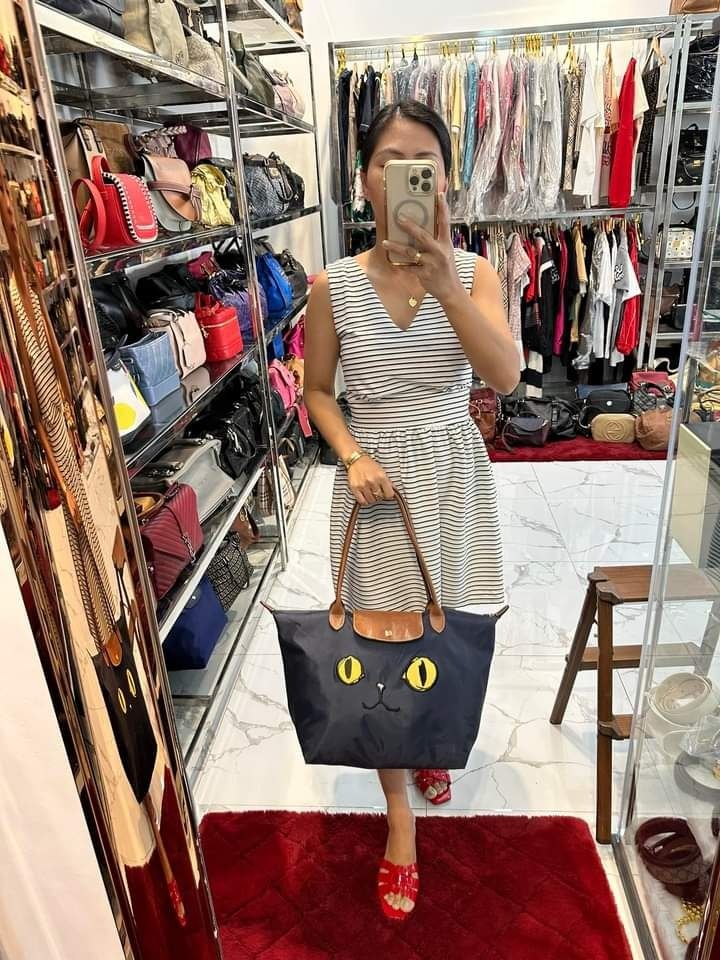 LONGCHAMP Le Pliage MIAOU Cat Eyes Tote Shoulder Bag Blue Navy Nylon Limited Audio Other Audio Equipment on Carousell