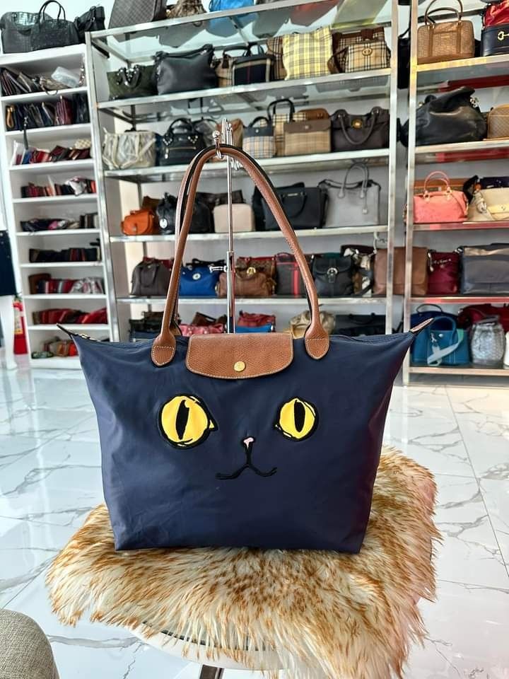 LONGCHAMP Le Pliage MIAOU Cat Eyes Tote Shoulder Bag Blue Navy Nylon Limited Audio Other Audio Equipment on Carousell