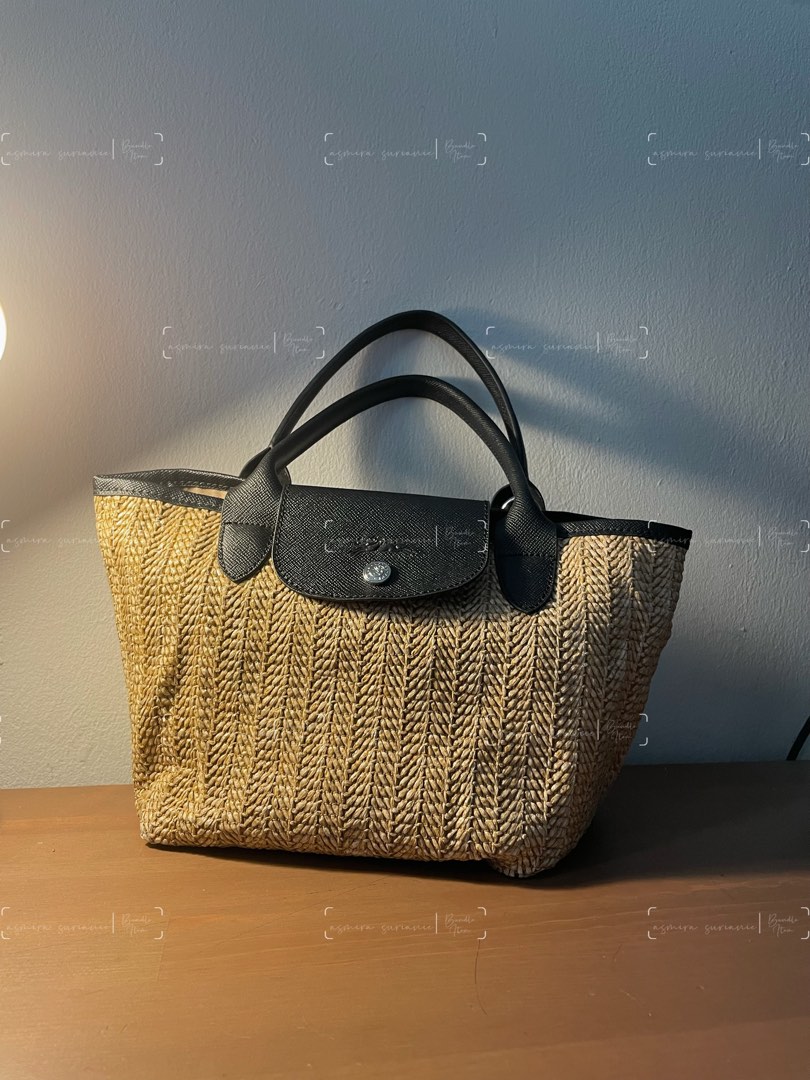 Longchamp Le Pliage Paille Straw Bag Small, Luxury, Bags & Wallets on