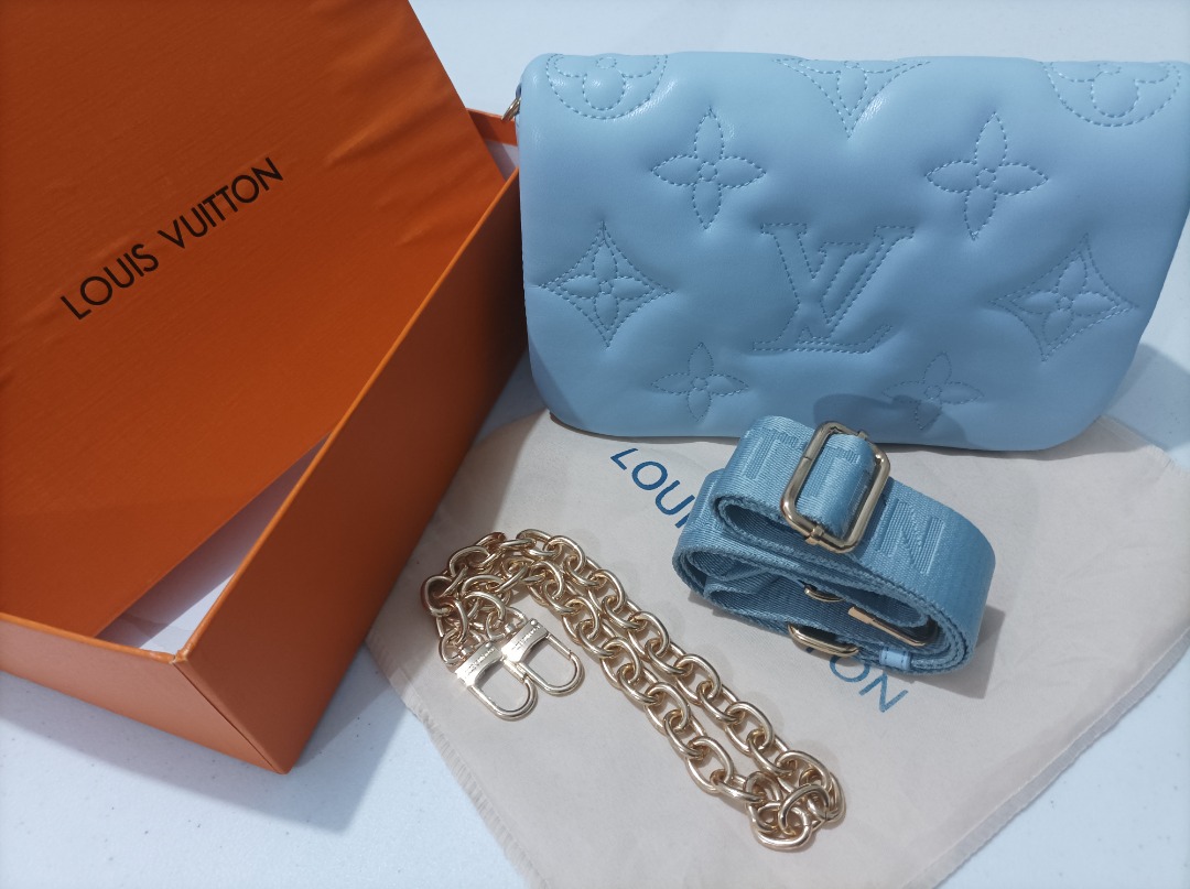 Louis Vuitton Blue Glacier Wallet on Strap Bubblegram 