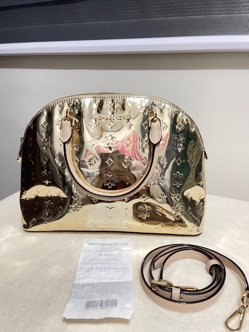 Michael Kors Emmy Large Satchel Dome Mk, Women's Fashion, Bags & Wallets,  Beach Bags on Carousell