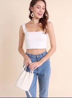 Neonmello White Square Neck Crop Top