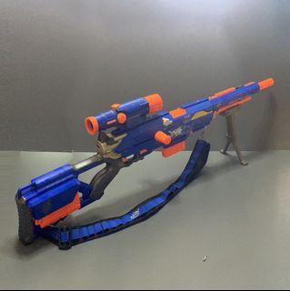 NERF Gun Longstrike CS-6 Sniper Rifle w/ Orange Mod Works Immortal