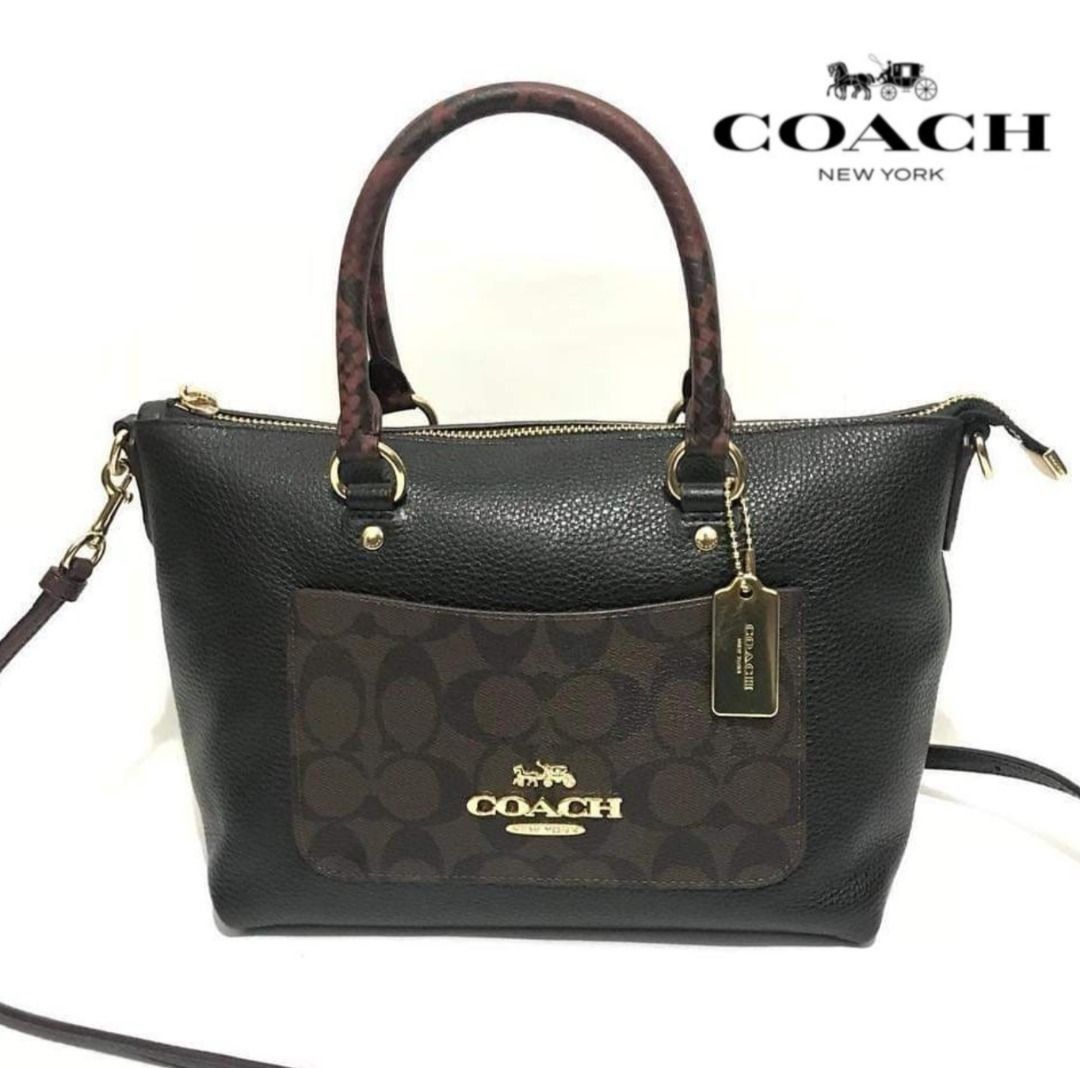 New Coach Original EMMA SATCHEL IN SIGNATURE CANVAS COLORBLOCK Crossbody Top Handle Bag For Women Come with Complete Set Suitable For Gift