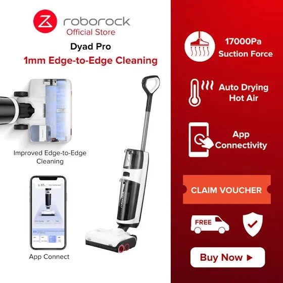 roborock Dyad Pro Wet and Dry Vacuum Cleaner with 17000Pa Intense Power  Suction, Vanquish Wet and Dry Messes with DyadPower, Self-Cleaning & Drying