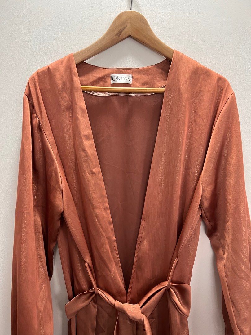 Kimono Sleeves Silk Long Robe – Okiya Studio