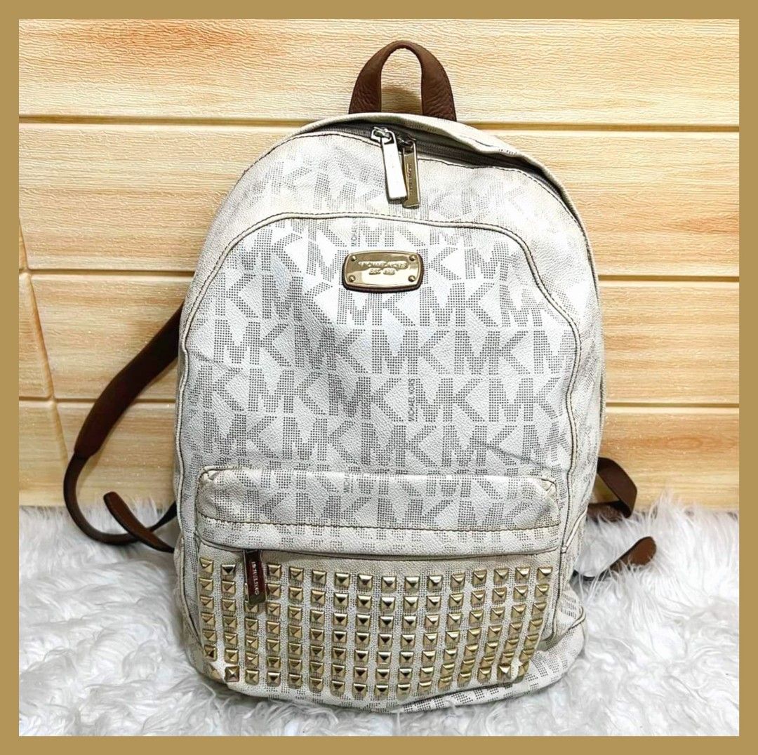 Michael kors white leather backpack sales
